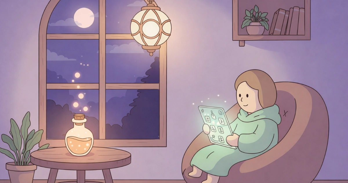 cozy gameplay moment supporting digital overstimulation calm