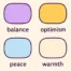 Color psychology cozy games palette diagram using the official Potion Game colors.