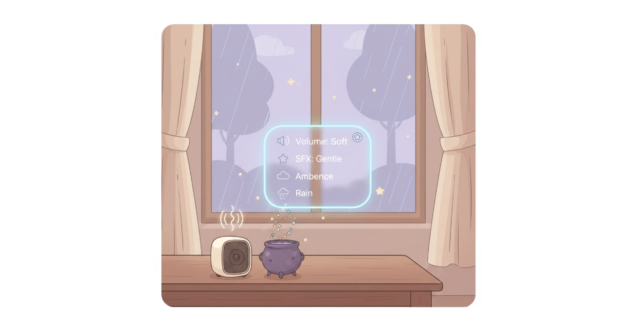 cozy game elements using soothing soundscapes and soft visuals