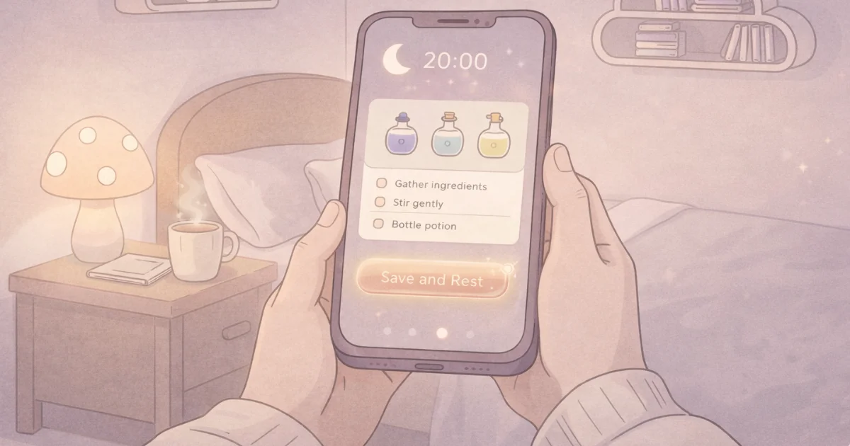 cozy games mental wellness routine with gentle play limits and calm bedtime cues