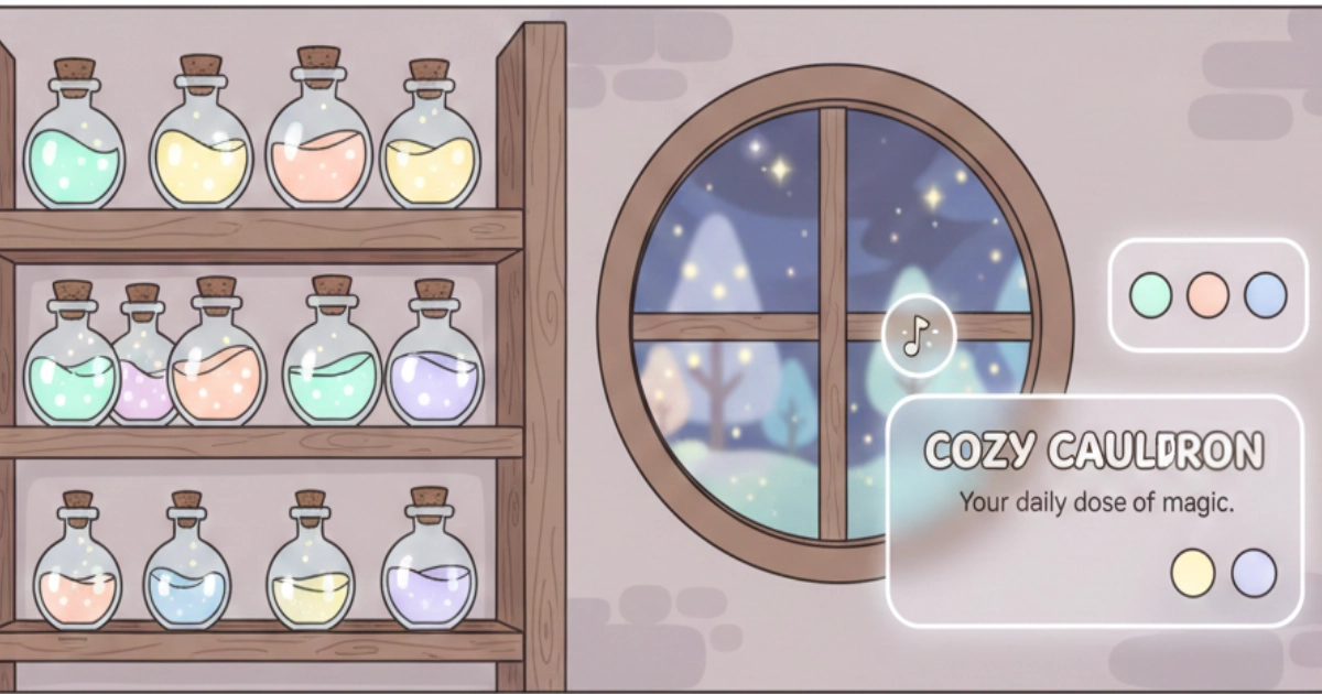 cozy games mindfulness atmosphere with soft UI and calming room design