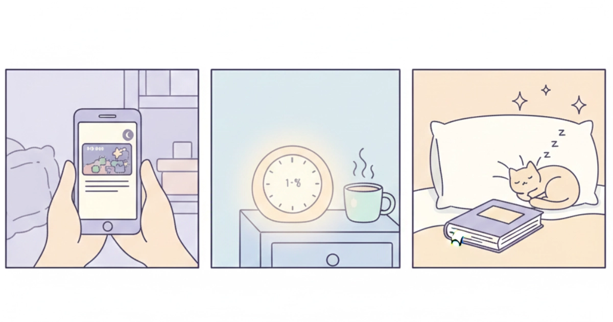 cozy games sleep ritual three steps illustration