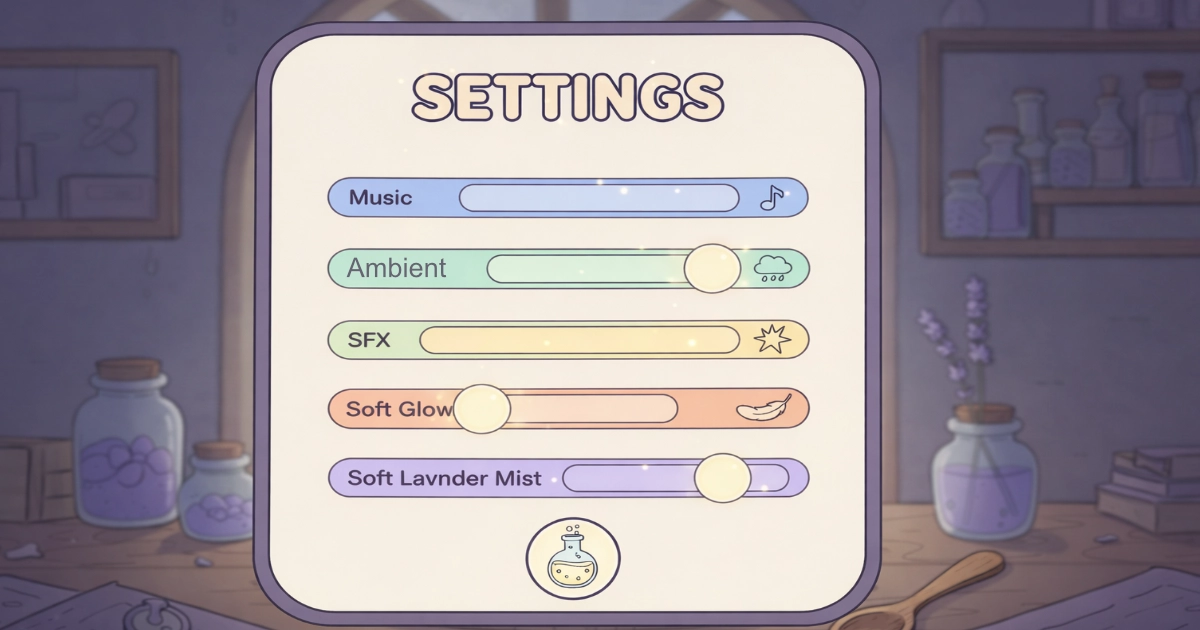 cozy soundscapes anxiety settings for sound-sensitive players