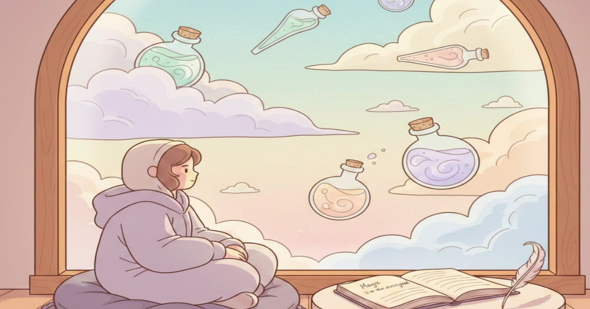 doing less peaceful cozy reflection moment in a calm game world