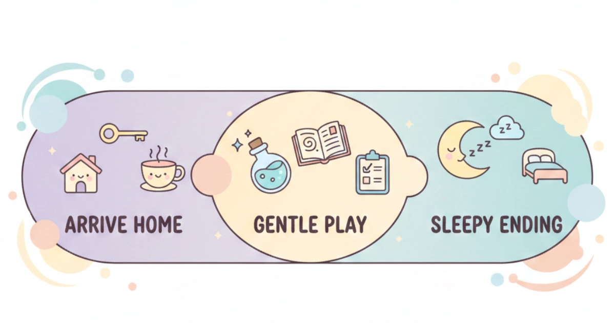 evening rituals games simple wind-down loop illustration
