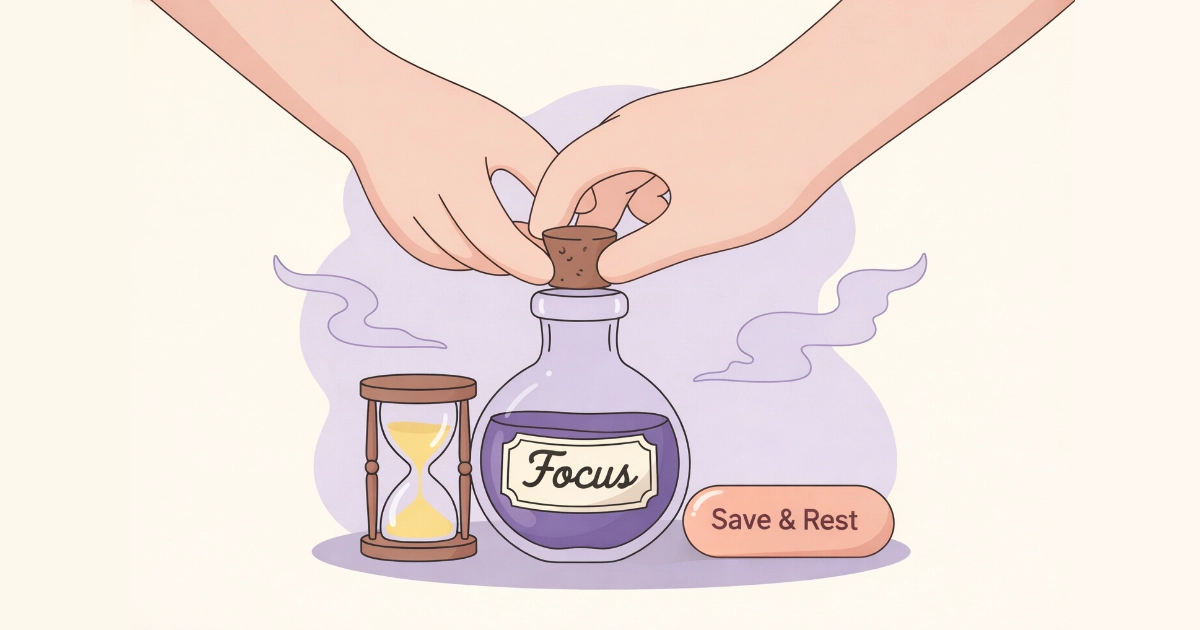 slow games attention fatigue recovery with gentle saving and stopping