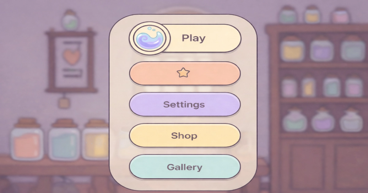 soft animations science example of smooth UI menu motion in a cozy game